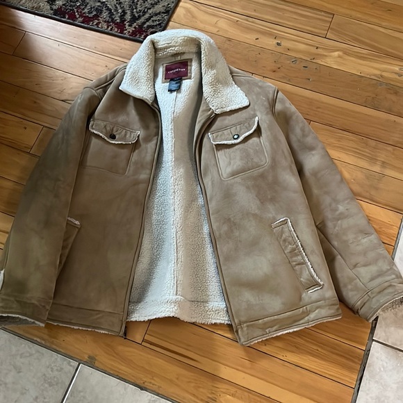 COVINGTON Camel Tan Faux Suede Shearling Jacket Coat NWOT - Picture 3 of 6